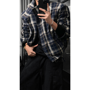 龙叨叨秋冬新品潮流复古格纹拼接正反两面穿棉服百搭宽松夹克外套
