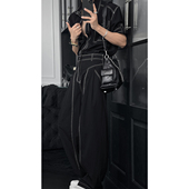 套装 龙叨叨夏季 口袋明线设计感百搭衬衫 宽松长裤 新款 潮流复古工装