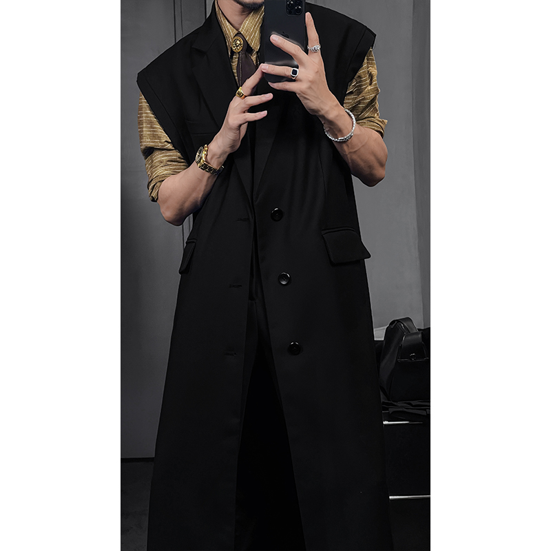 小众设计款长款马甲廓形外套