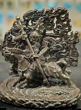 尼泊尔现代用品铜手工室内家用小铜像随身佛全铜《白财神》铜像