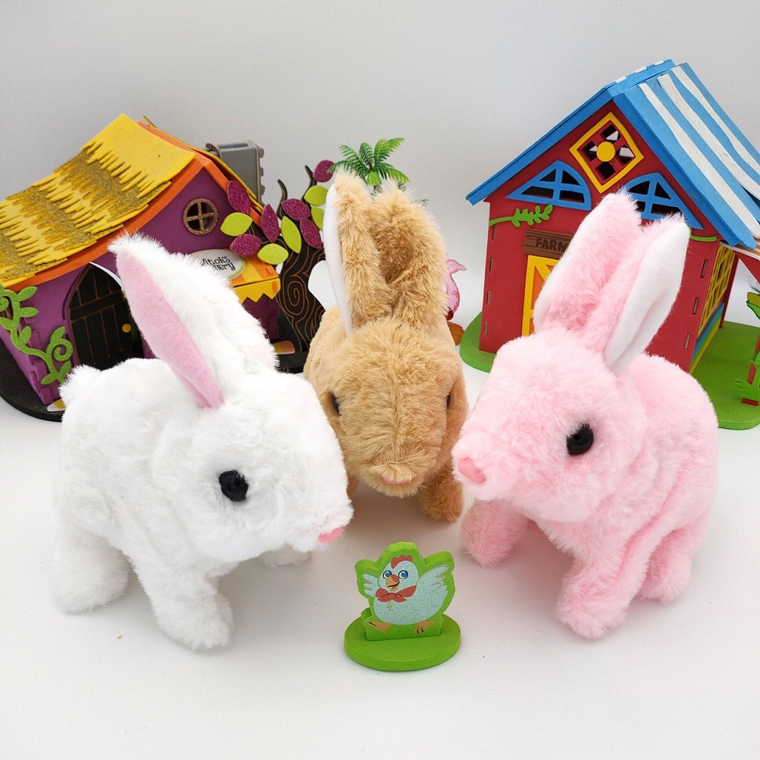 小兔子毛绒玩具女孩仿真电动玩偶公仔走路会叫小白兔儿童生日礼物