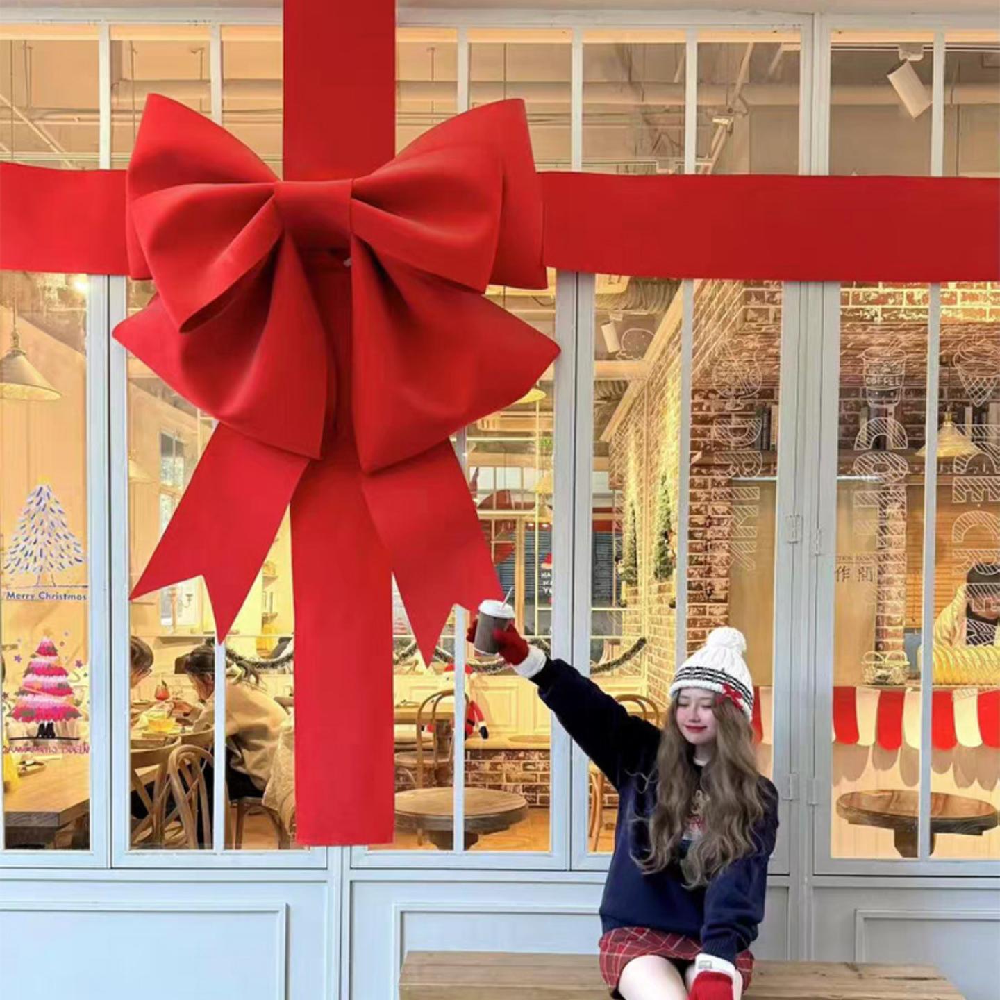圣诞节蝴蝶结店铺橱窗网