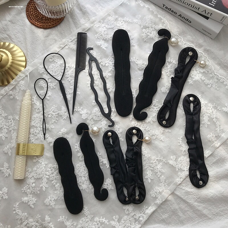 加厚盘发器丸子头花苞头海绵卷发棒发箍 美发用品儿童成人用