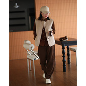 Luxury ise Daily 100%羊毛复古老钱中驼色马甲背心P2540307