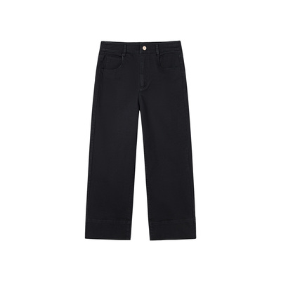 ise“丹宁派对”静谧黑复古水洗通勤休闲合身牛仔长裤NAAS0626