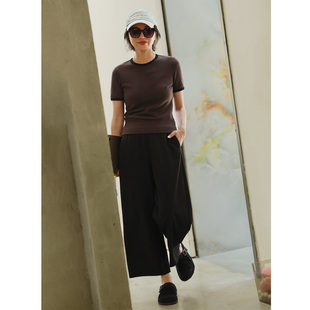 K2530603 系列针织九分黑色百搭宽松阔腿裤 ise 基础之上