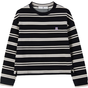 ise“Daily Luxury”系列百搭黑白条纹卫衣2025秋季新款D2531009