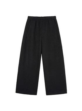 ise2024冬季新款炭灰色针织保暖松紧腰阔腿宽松休闲长裤K2440626