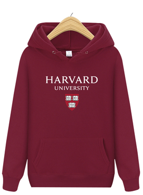 美国哈佛大学卫衣 HARVARD 连帽校服冬季加绒加厚青少年学生班服