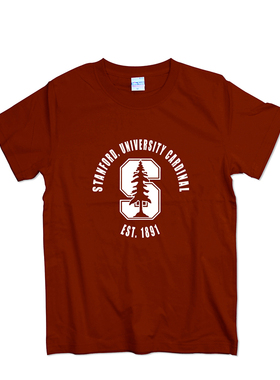 斯坦福大学T恤男女短袖StANFORD欧美学院派精梳棉情侣学生班服T恤