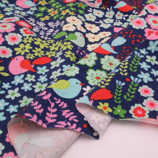 外贸针织布料纯棉氨纶T恤裙内裤秋衣家居服睡衣单面碎花莱卡面料