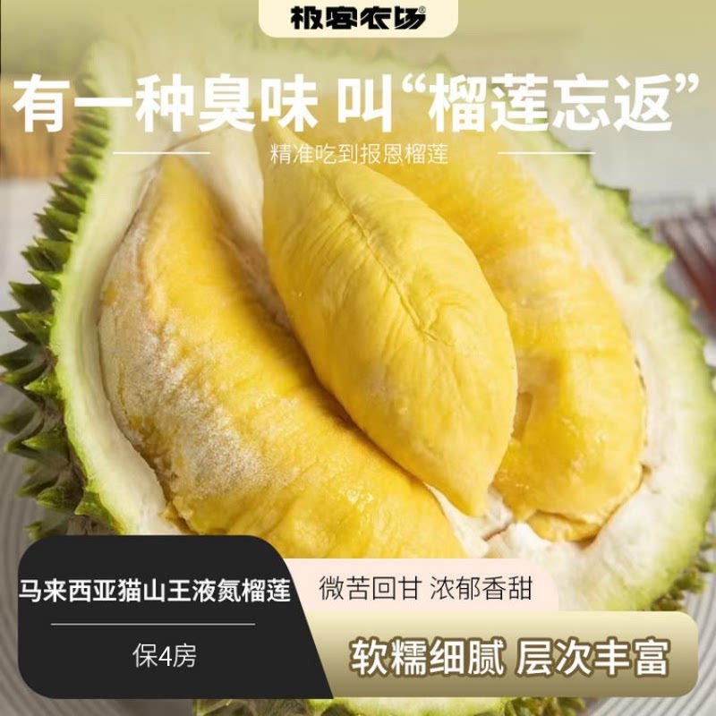 猫山王A果 液氮榴莲丨保4房 微苦回甘 蜜甜奶香味 马来西亚 顺丰图片