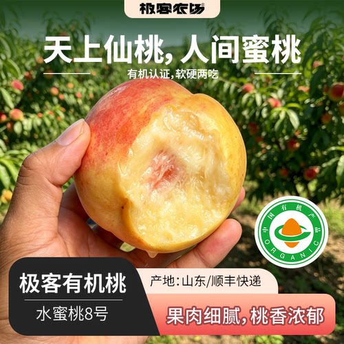 极客有机水蜜桃（8号）丨果肉细腻 桃香浓郁 香甜多汁 顺丰快递