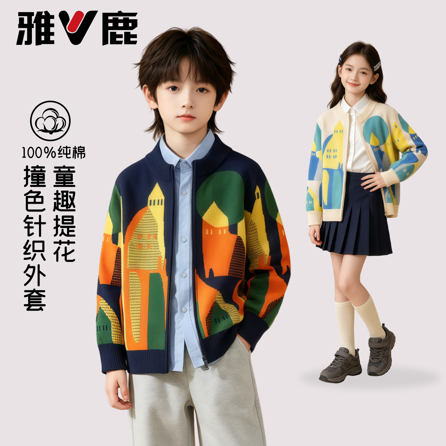 儿童提花开衫2026秋季新款