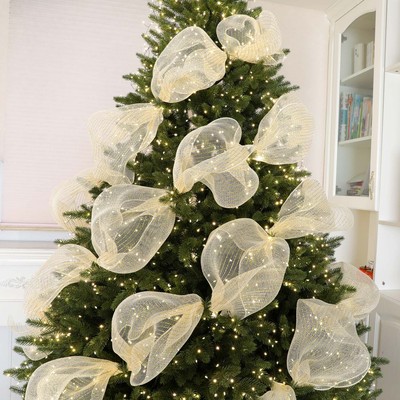 圣诞树装饰品彩织带蝴蝶结