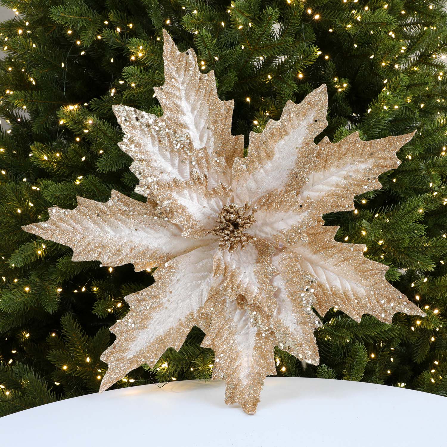 圣诞装饰品48cm香槟金红银色绒布