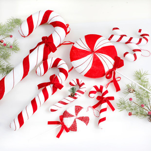 圣诞树节装 饰品红白绒布拐杖糖果小挂件网红拍摄道具场景布置创意