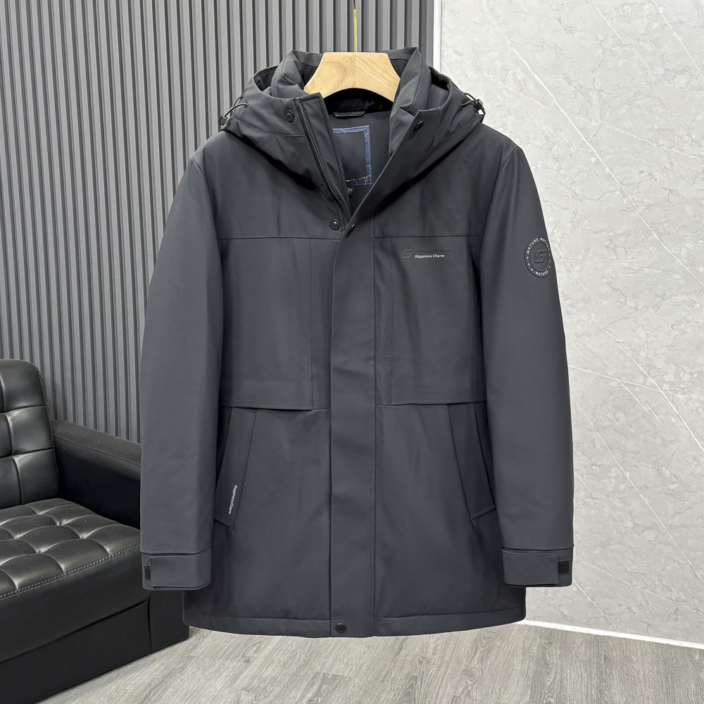 90白鸭绒+压胶充绒！品牌撤柜冬装加厚保暖连帽中长款羽绒服外套