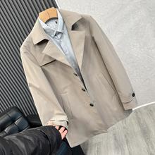 轻奢高端 品牌柜货春防风压胶翻领中长款风衣男商务行政夹克外套