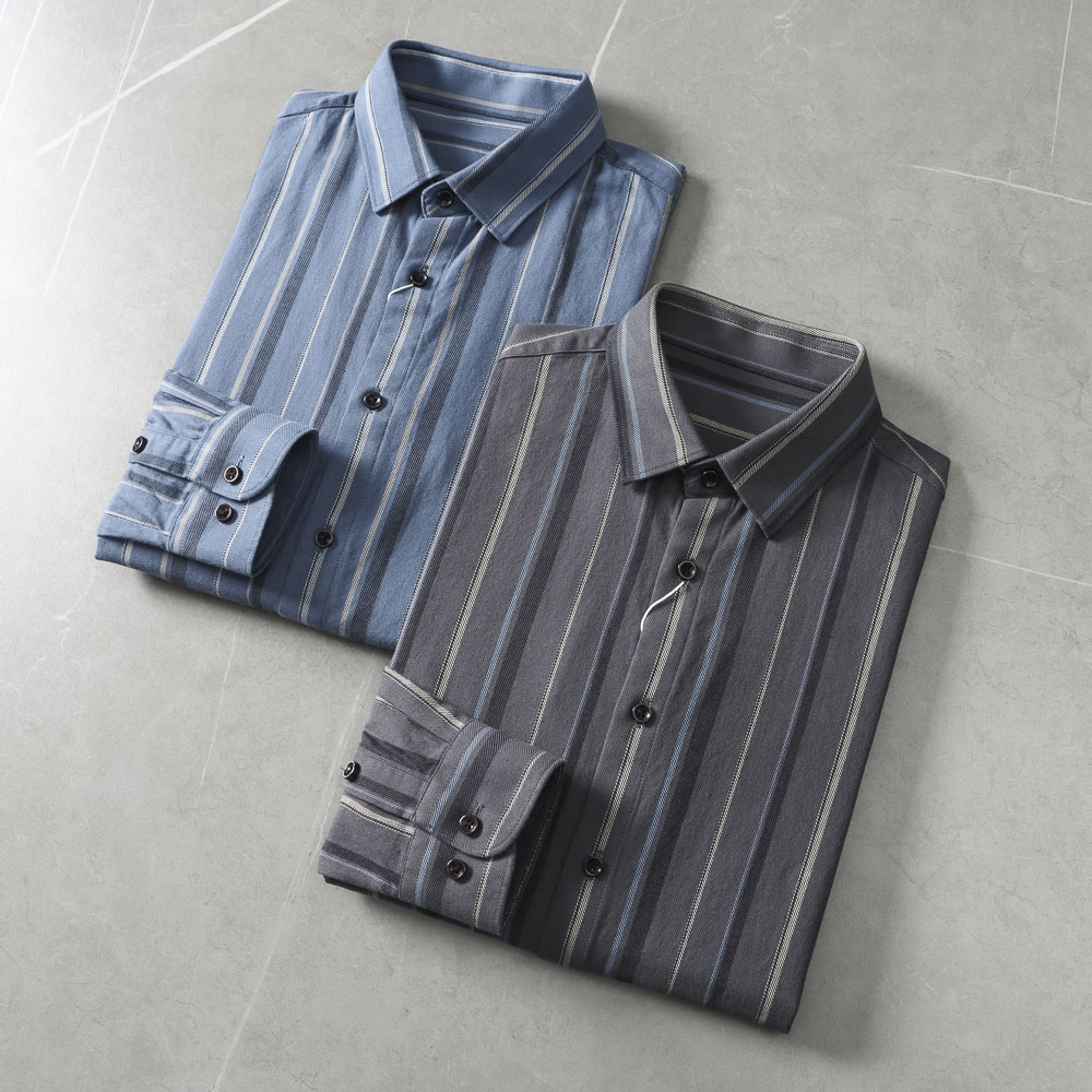 100棉!吸湿排汗!品牌撤柜纯棉休闲衬衫外套男百搭条纹长袖衬衣