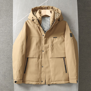 90鹅绒+抗寒保暖！品牌撤柜冬装户外防风防水连帽工装羽绒服外套