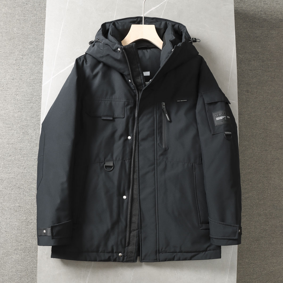 高蓬松90鹅绒+厚实抗寒 品牌撤柜冬装连帽工装鹅绒外套保暖羽绒服