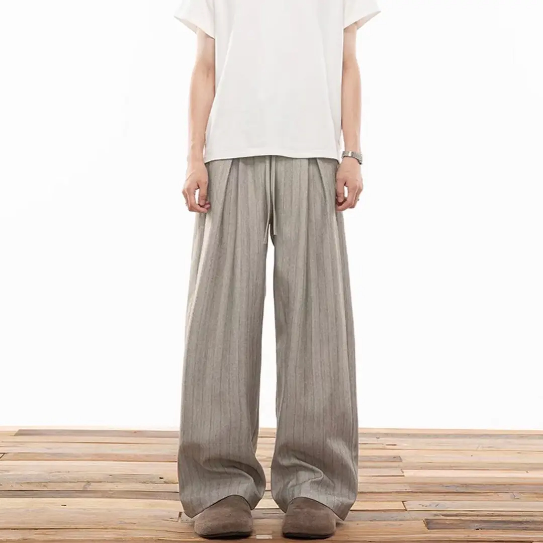 cleanfit老钱风条纹西装裤男秋季松弛慵懒风裤子垂感直筒休闲长裤