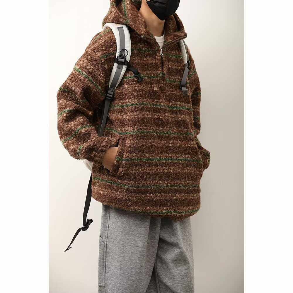 渐变卫衣男士2024秋冬季新款潮牌痞帅休闲宽松慵懒风复古连帽外套