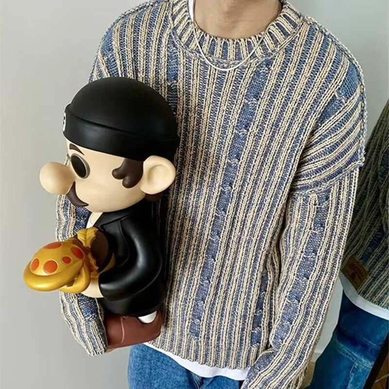 cleanfit复古麻花条纹撞色针织ce毛衣慵懒高级感男女同款外套秋冬