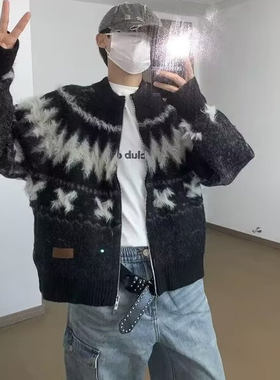 蔡徐坤同款费尔岛针织开衫男冬季
