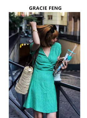 GRACE FENG 21春夏绿色one pice连衣裙
