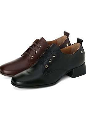 皇冠老店Pikolinos派高雁秋季牛皮深口系带方跟休闲单鞋PL223702