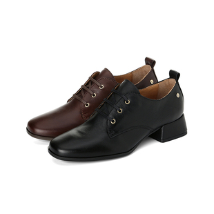 皇冠老店Pikolinos派高雁秋季牛皮深口系带方跟休闲单鞋PL223702