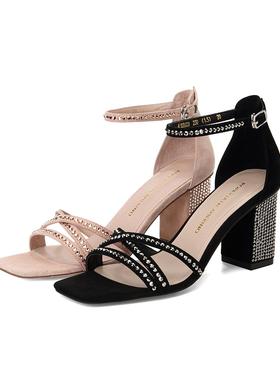 皇冠专柜正品Roberta诺贝达女鞋RM09608女鞋水钻后跟一字带凉鞋