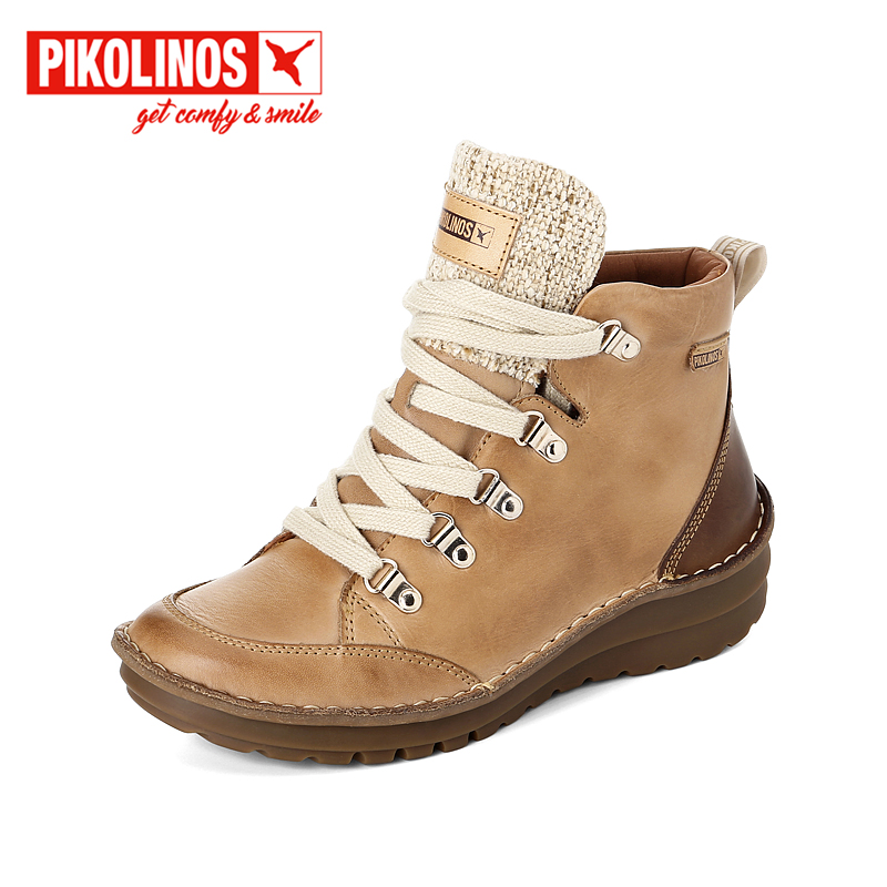 Pikolinos派高雁系带平底马丁靴