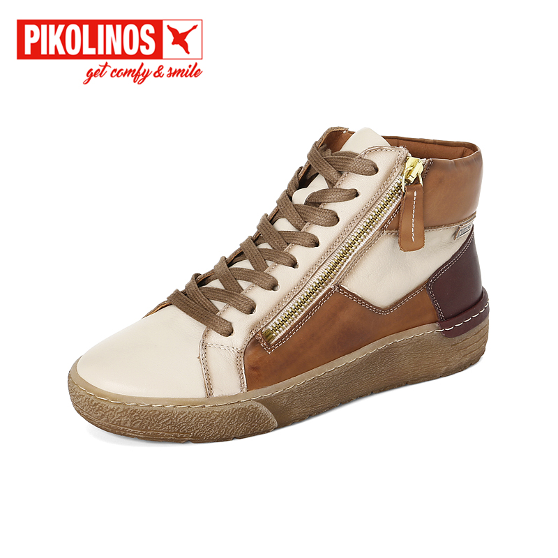 Pikolinos派高雁系带+侧拉链踝靴