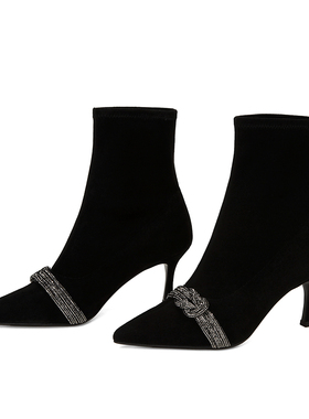 皇冠专柜正品Roberta诺贝达女鞋RA07243冬季时尚百搭弹力靴女靴子