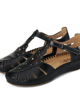 皇冠老店Pikolinos派高雁22夏季牛皮包头平跟魔术贴凉鞋PM221134