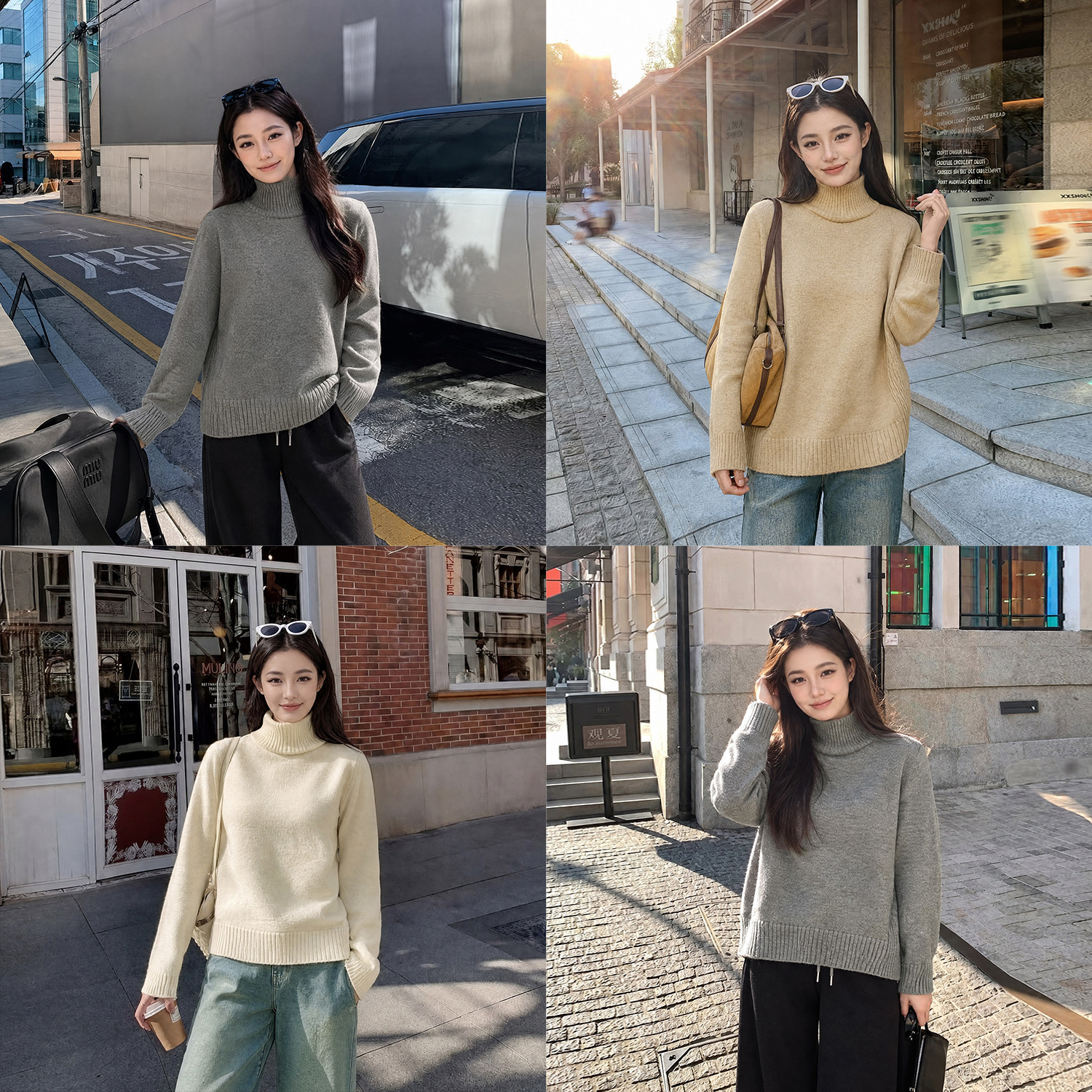 Tinglikes大码女装胖mm韩系慵懒风高领毛衣女秋冬内搭针织衫显瘦