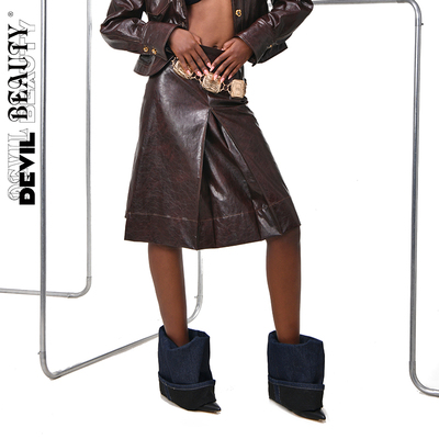 DevilBeauty低腰对褶半裙