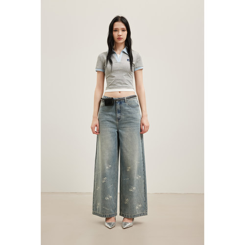 春夏撞色假两件修身短袖T恤女