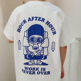 梦话研究所 新款鸟山明机器人龙珠印花短袖T恤250g全棉男女动漫