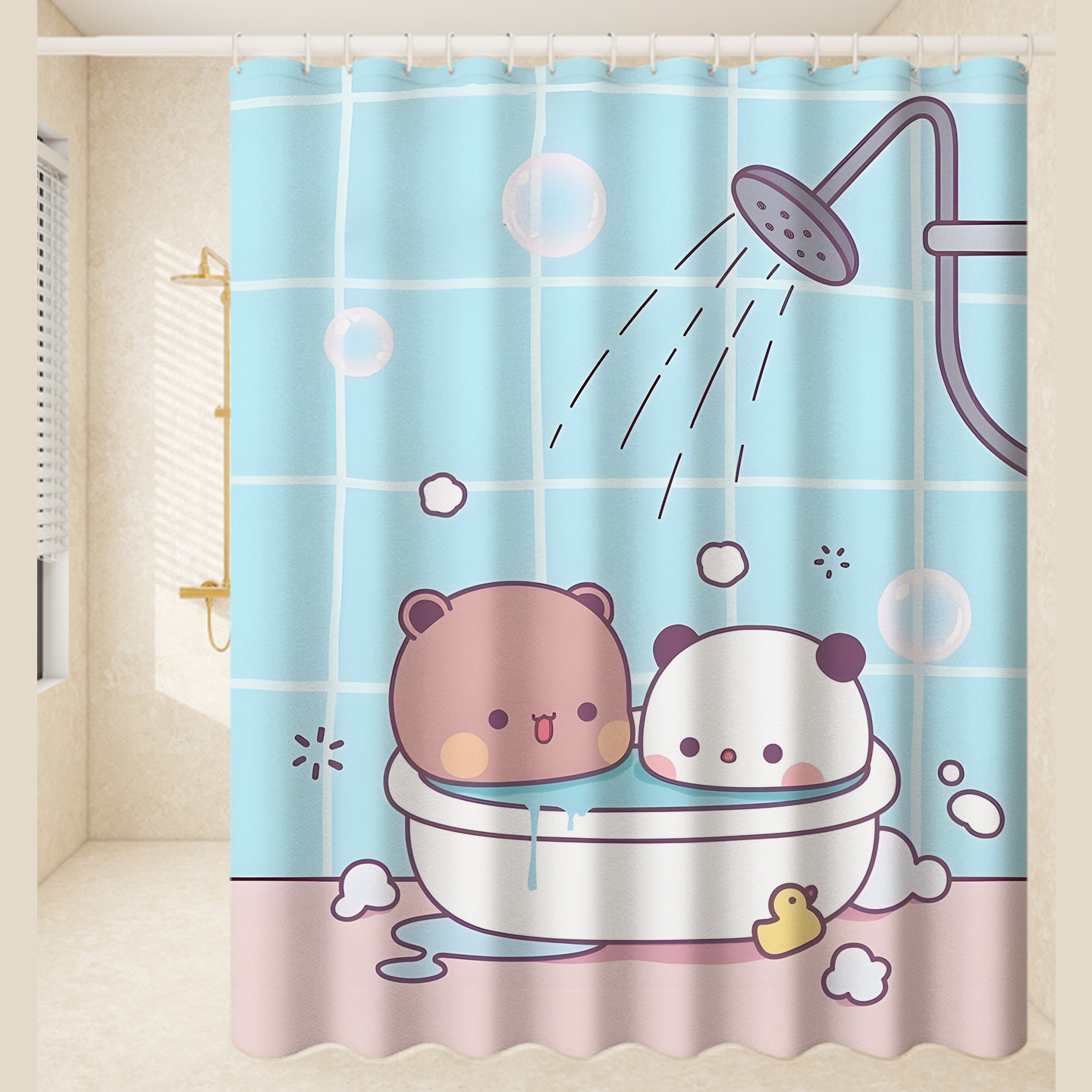 一二布布浴帘卡通浴室卫生间专用防水布高档帘子下摆加重2025新款,家庭/个人清洁工具,浴帘,淘宝优惠券,粉丝福利购,淘宝优惠卷