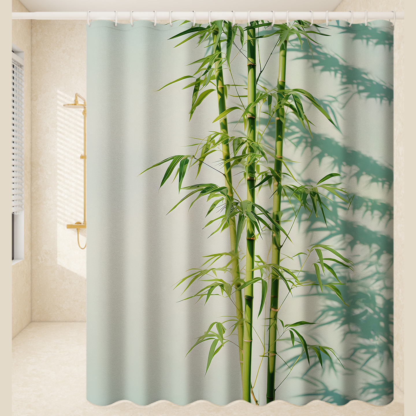 浴帘浴室防水防霉防水布高档帘免打孔加厚中国风竹子2025年新款