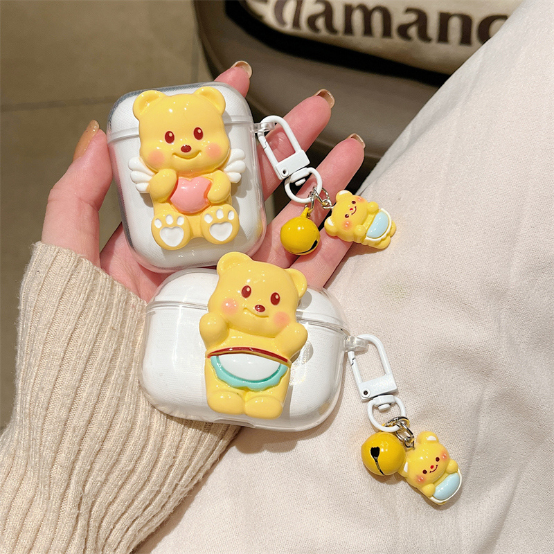 黄色小熊适用倍思XC1耳机套透明Inspire XC1耳夹式蓝牙耳机保护壳