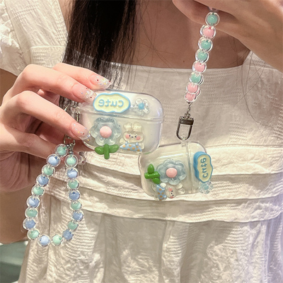 波点兔子适用OPPO Enco Air4i耳机壳透明新款oppoencoair4i蓝牙耳机保护套壳oppoair4i外壳ETEK1防摔女手链软