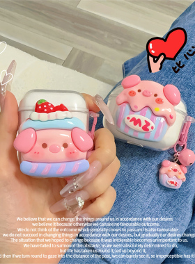 可爱小猪适用vivo TWS5耳机壳iqootws5透明vivotws5HiFi蓝牙耳机