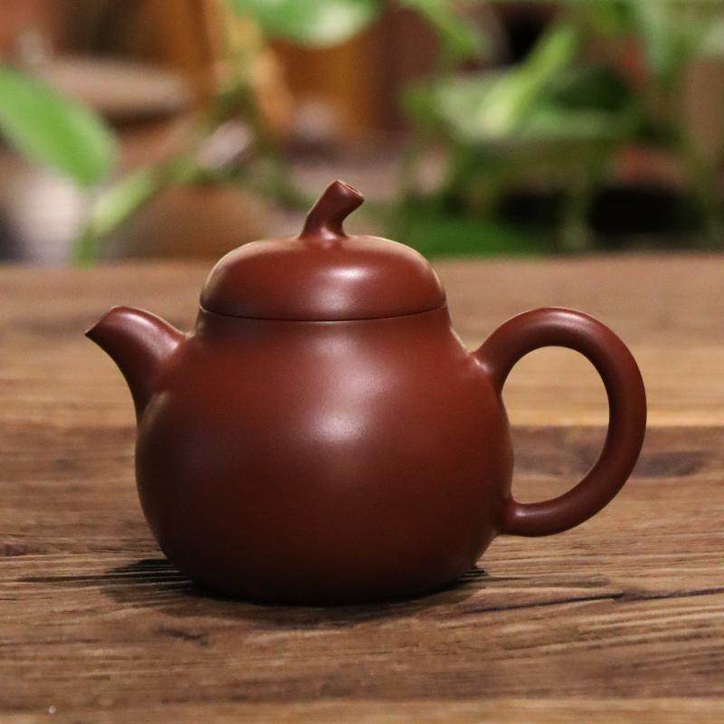 吴洁敏【茄瓜壶】家用小容量纯手工原矿紫砂壶日式功夫朱泥泡茶壶