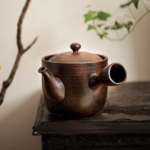 围炉煮茶壶老岩泥纯手工柴烧侧把
