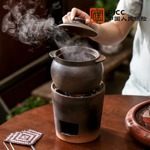 复古粗陶双耳煮茶器明火耐高温
